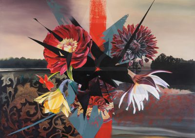 Florabundance by Anna-Marie Buss Chinese flowers oil painting semi abstract.